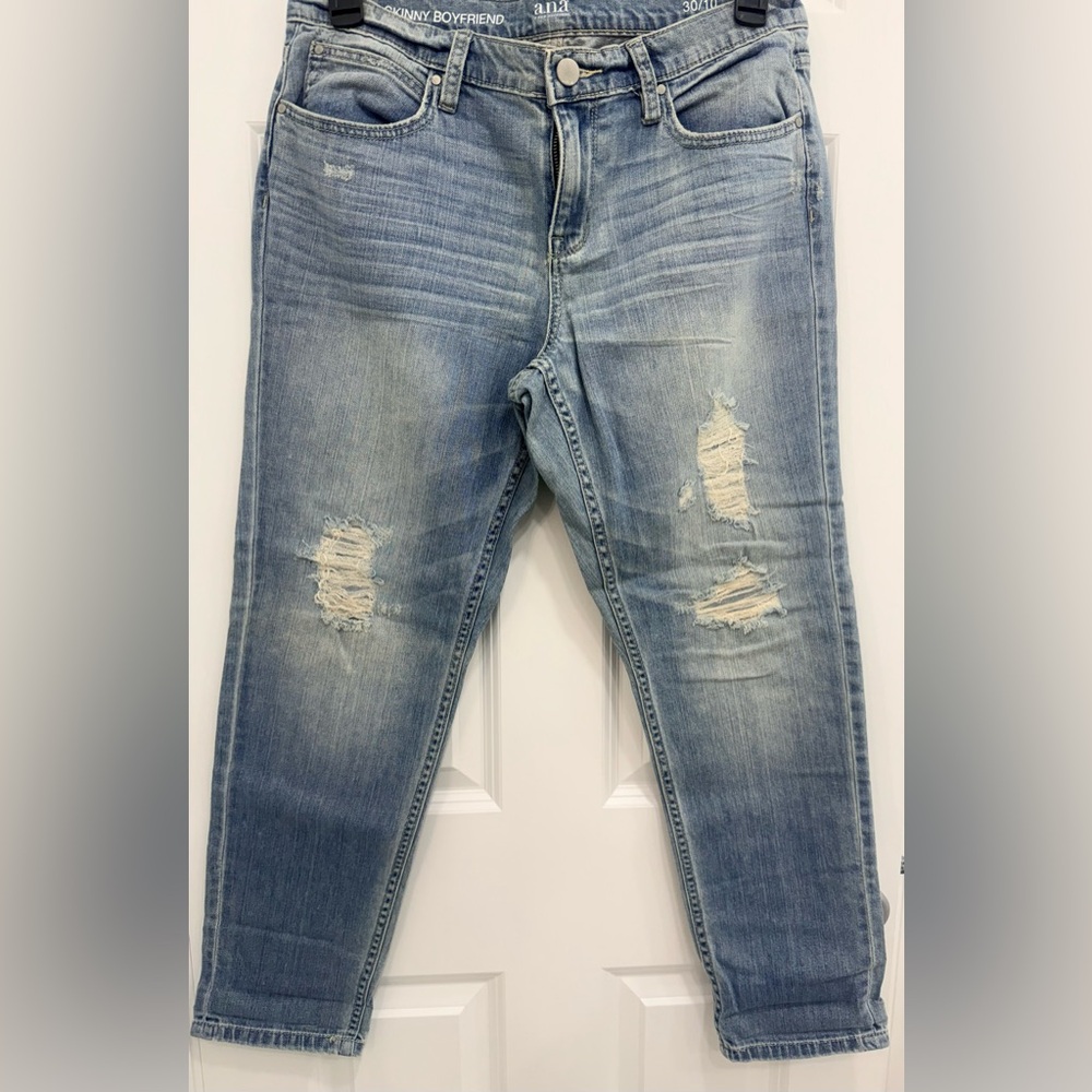 a.n.a Light Blue Distressed Boyfriend Jeans